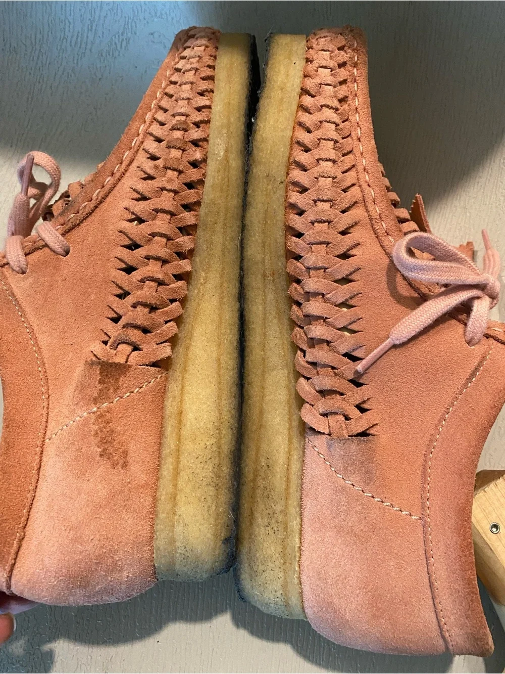 Clarks Originals X Supreme Wallabee Woven Weave Salmon Pink Suede size 7m